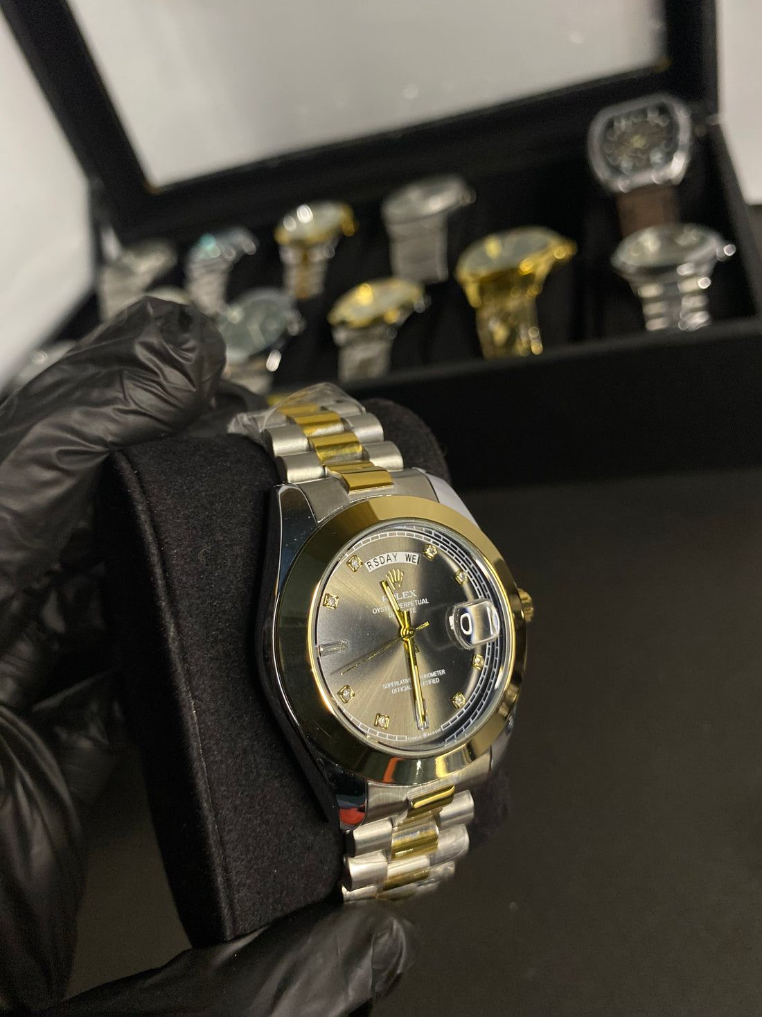 Rollie Day and Date dual Tone watch